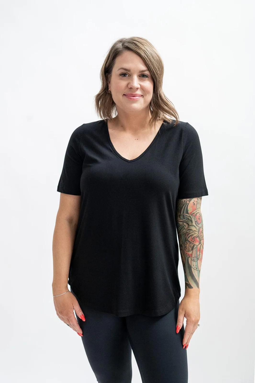 V-Neck Tee in Onyx