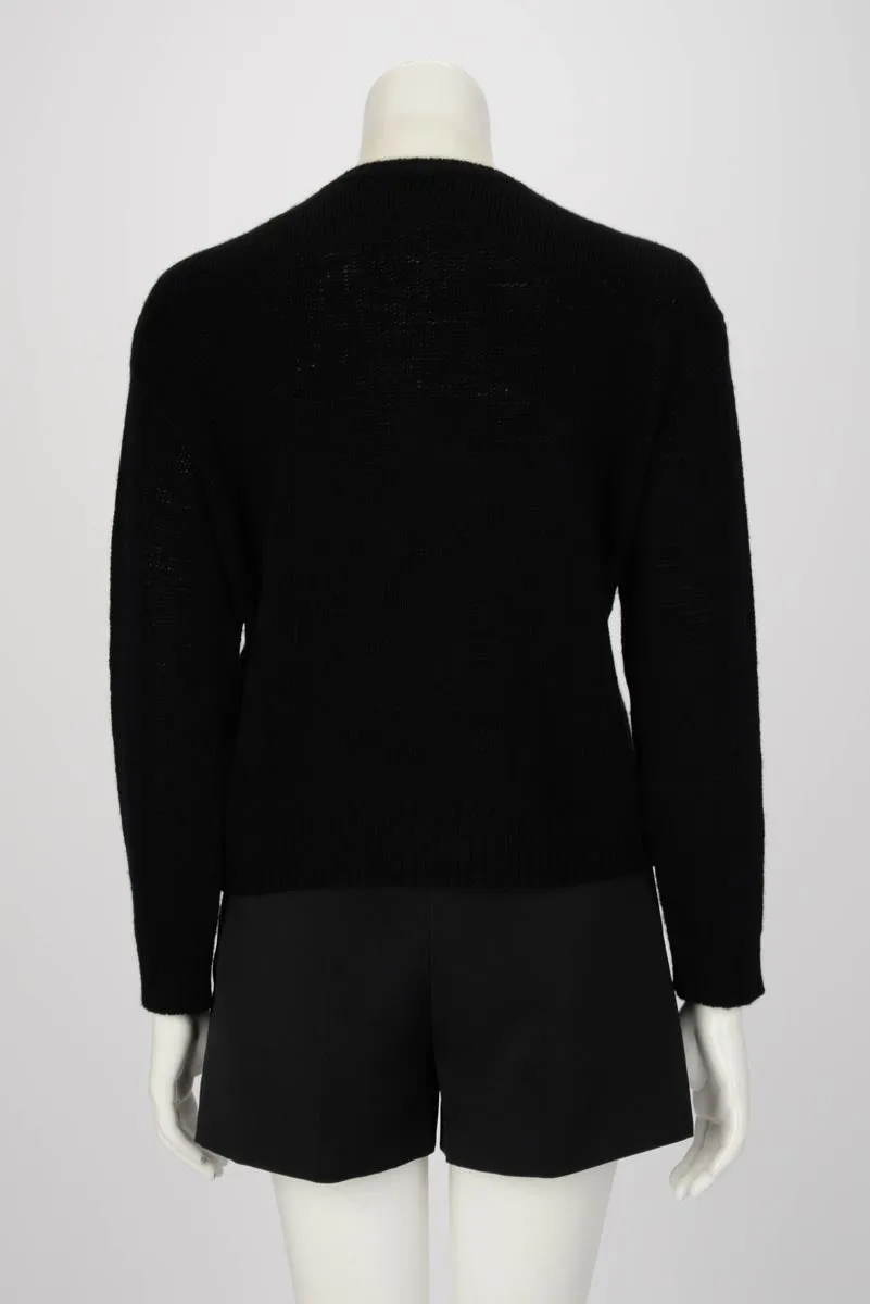 Valentino Black Wool Ribbon Embroidered Butterfly Sweater XS