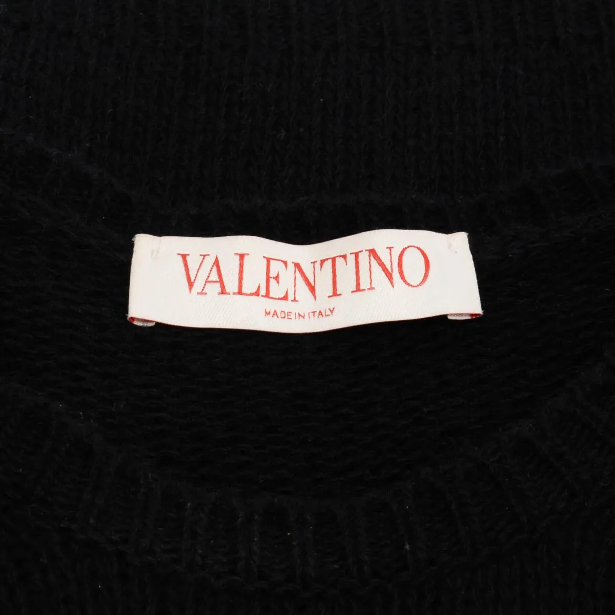 Valentino Black Wool Ribbon Embroidered Butterfly Sweater XS