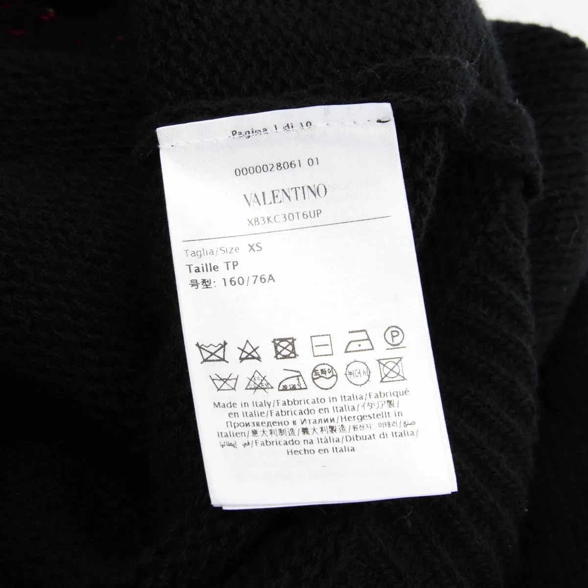 Valentino Black Wool Ribbon Embroidered Butterfly Sweater XS