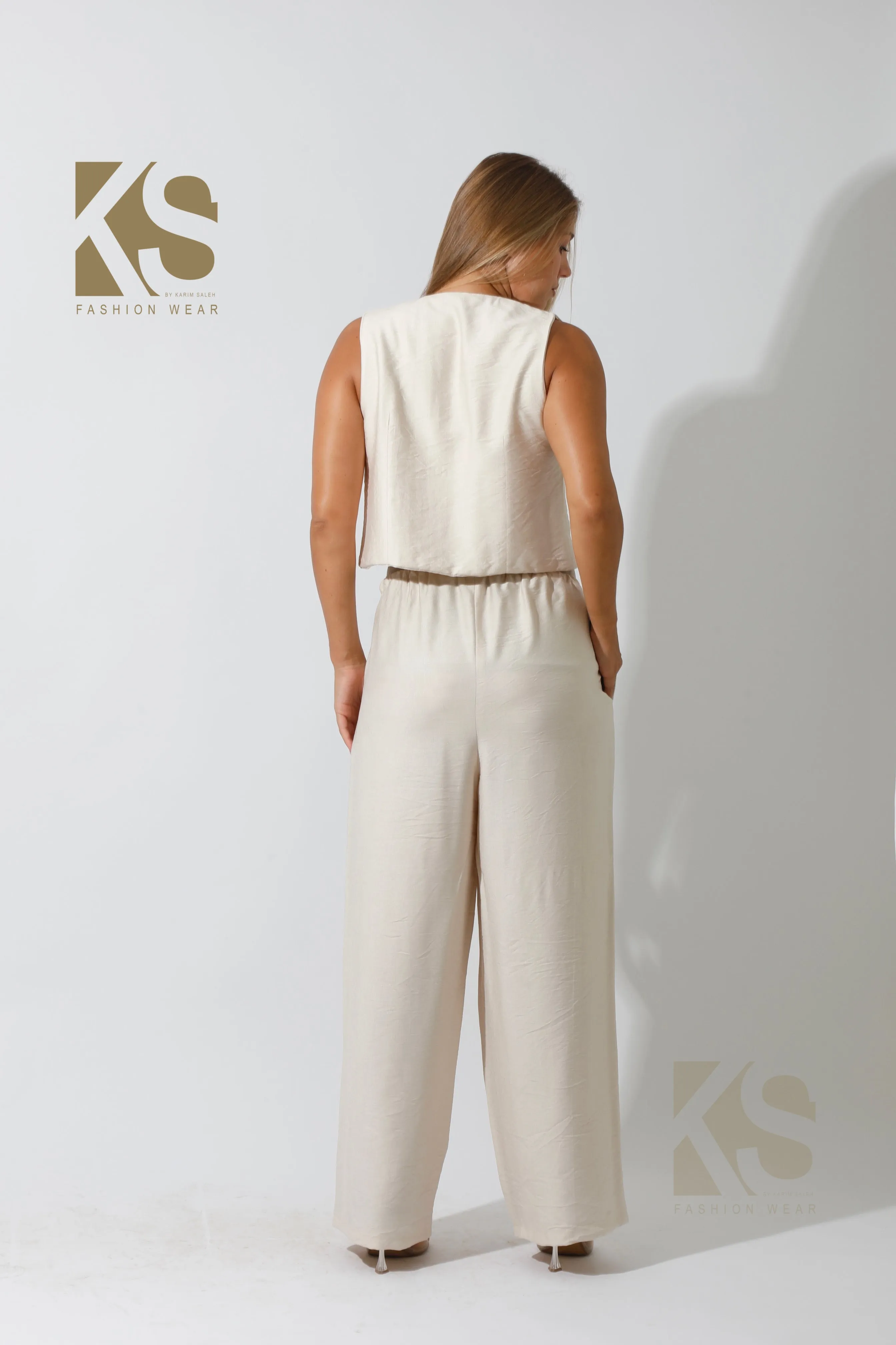 Vest & Lose Tied Pants Set