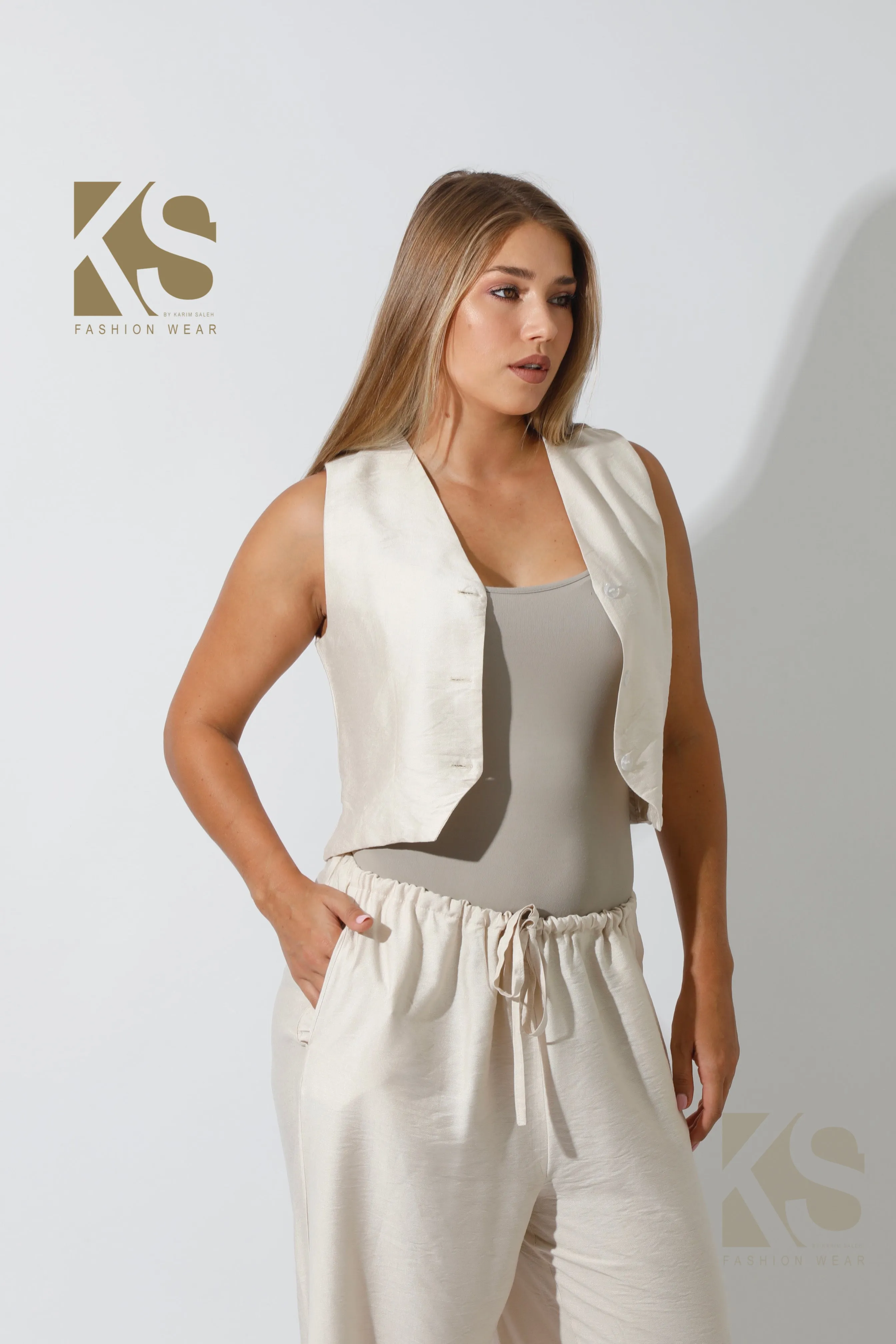 Vest & Lose Tied Pants Set