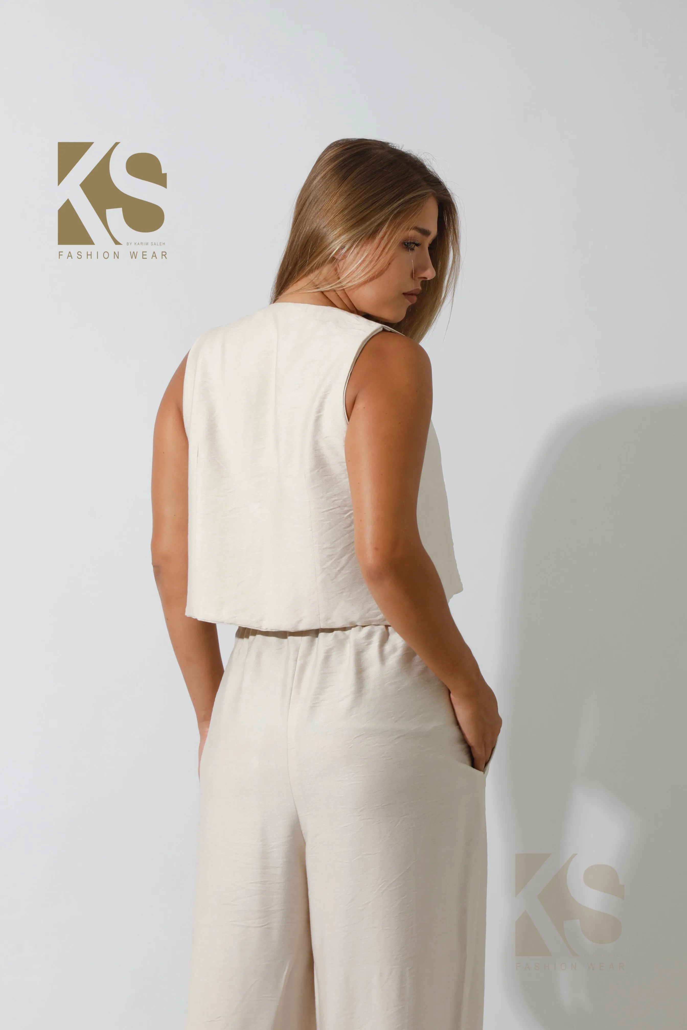 Vest & Lose Tied Pants Set