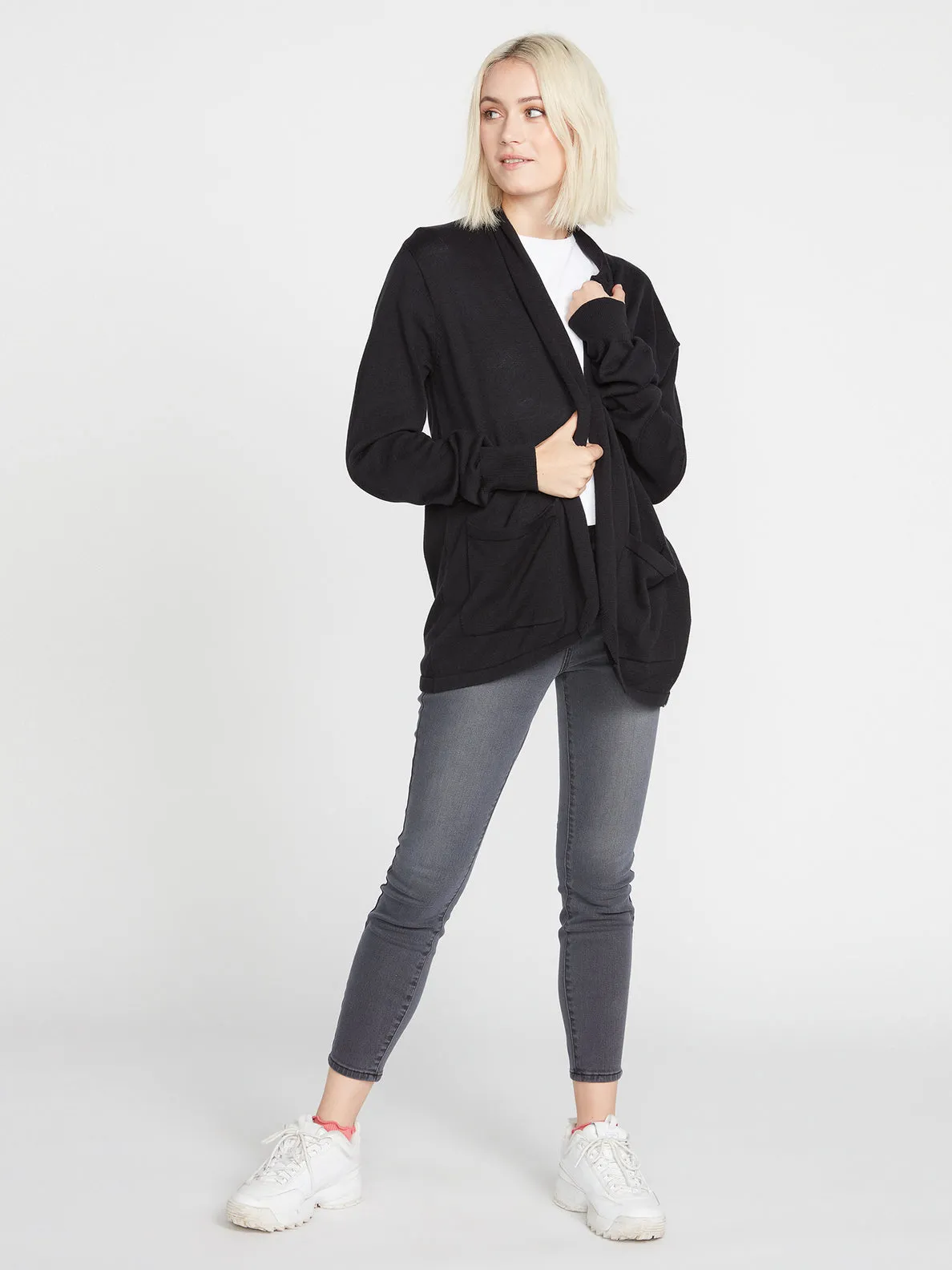 Volcom Breezy Babe Wrap Sweater-Black
