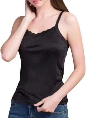 Women Silk Tank Tops Knitted Lace Camisoles Summer Sleeveless Casual Bottoming T Shirt