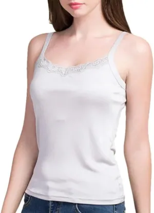 Women Silk Tank Tops Knitted Lace Camisoles Summer Sleeveless Casual Bottoming T Shirt