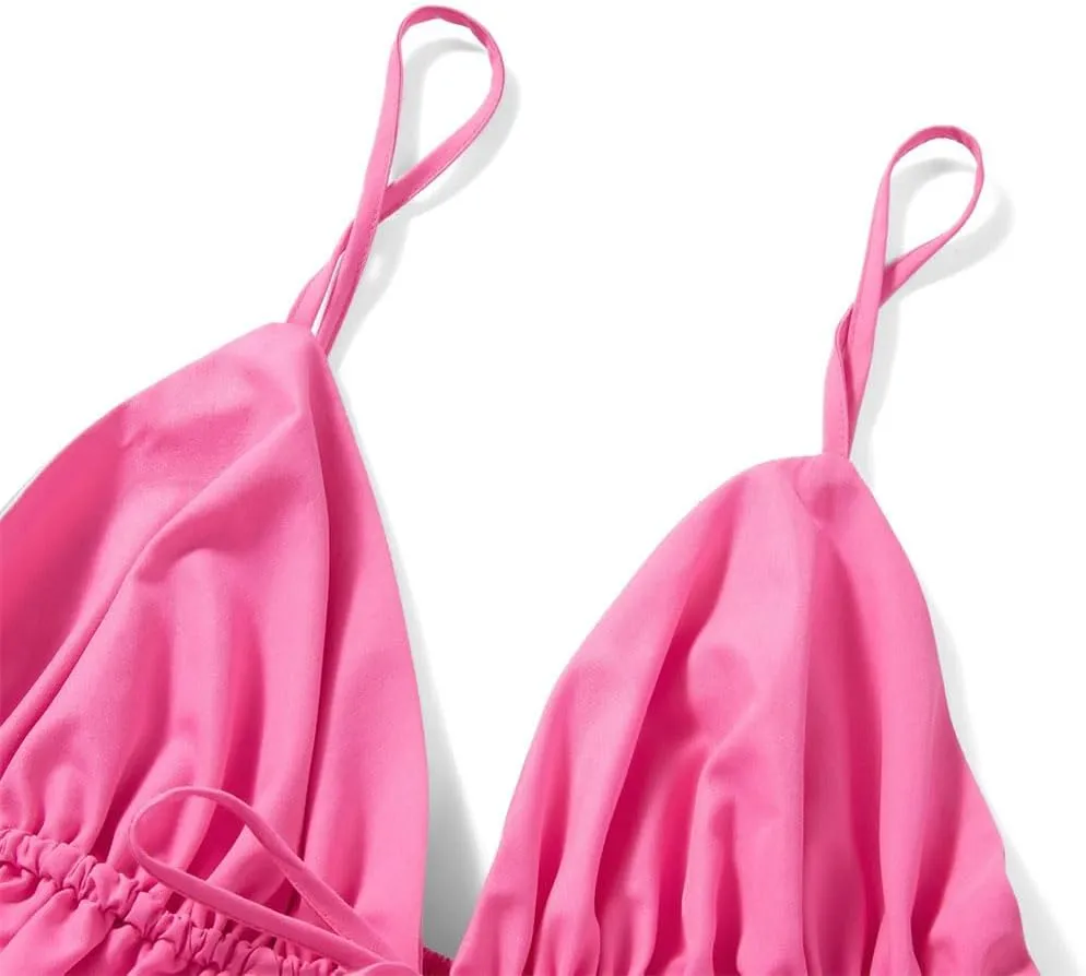 Women's V-Neck Tie Front Hollow Back Camisole Top