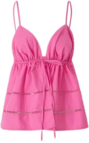 Women's V-Neck Tie Front Hollow Back Camisole Top
